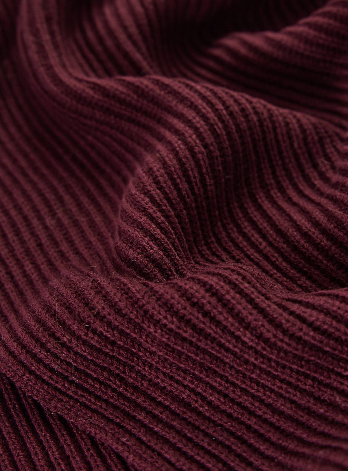 Dark Red Ribbed Knitted Scarf One Size - Image 3